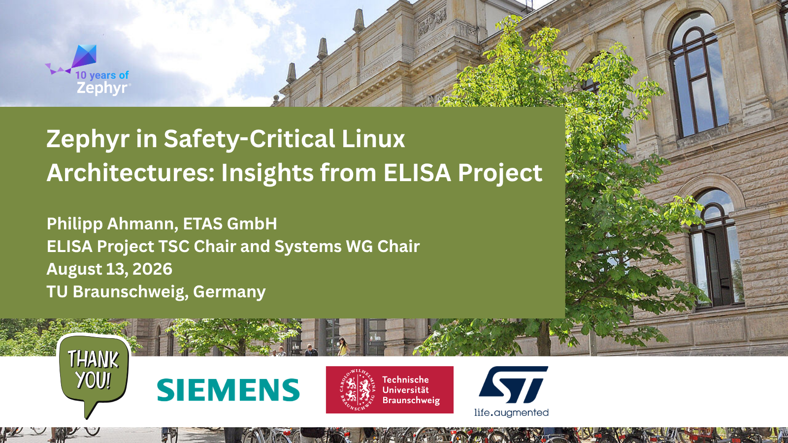 ELISA Project - Zephyr project meetup (August 13, 2026)- Braunschweig, Germany