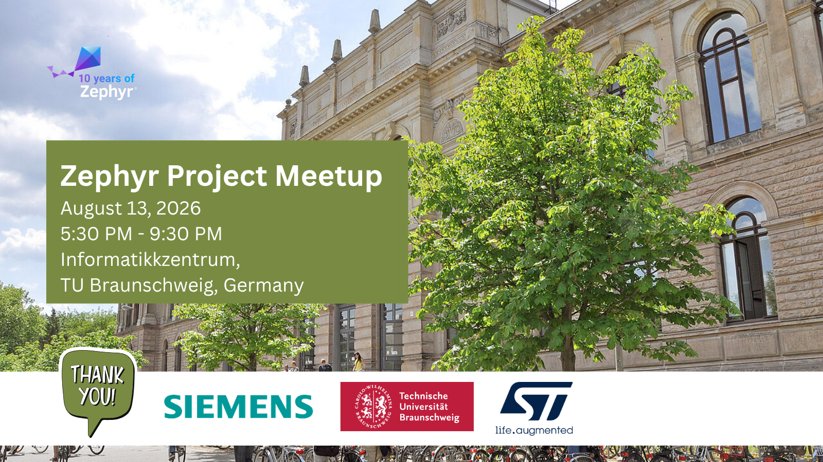 Zephyr project meetup (August 13, 2026)- Braunschweig, Germany